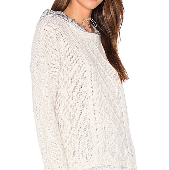 Cream knit sweater with hood, never worn. - Picture 3 of 8